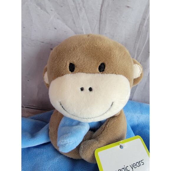 2014 Monkey Lovey Baby Magic Years Blanket I Love Mommy Blue Satin Plush Rattle - Picture 6 of 7